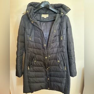 Michael Kors Charcoal Puffer Jacket with Gold Details
